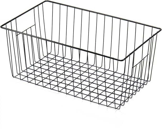 Freezer Organizer Bins, Upright Freezer Baskets for 16, 17, 21 cu.ft Standup Freezer, Durable Freezer Organizer Fully Use Space Improve Air Circulate, 3Pcs, Black