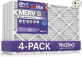 BNX TruFilter 16x25x2 Air Filter MERV 8 (4-Pack) - MADE IN USA – Dust & Pet Defense Electrostatic Pleated Air Conditioner HVAC AC Furnace Filters for Dust, Pet, Mold, Pollen MPR 600 – 700 & FPR 5