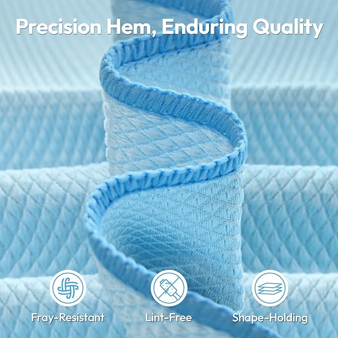 Nanoscale Microfiber Cloths 15.55”x 15.55”, Glass Window Mirror Stainless Steel Car Cleaning, Streak-Free, Lint-Free, Super Thick & Absorbent, Reusable, 6 Pack (White/Blue/Purple)