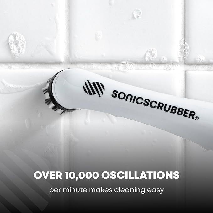 Household Cleaning Brush - Electric Scrubbing Brush - Home, Kitchen & Bathroom - Removes Mould & Cleans Grout (Washing-Up System)