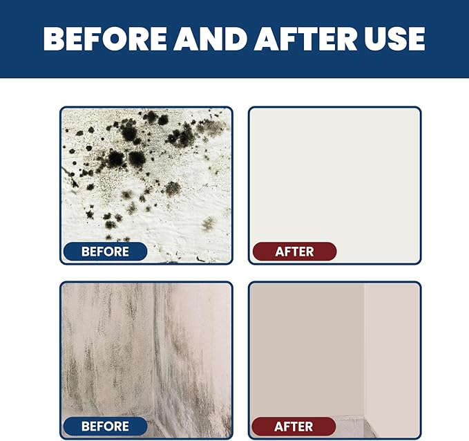 Mould Cleaner Spray Powerful Foam Cleaning Spray | Multi-Surface Fast-Acting Stain Remover for Kitchen, Bathroom, Wall and Tile Cleaning, No Scrubbing Required (2, 2.04oz*2)