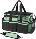 Wearable Cleaning Caddy, Cleaning Caddy Supplies Organizer with Handle & Shoulder Straps for Housekeepers, Under Sink & Car Cleaning Tool Organizers Bag with 4 Foldable Divider (MintGreen)