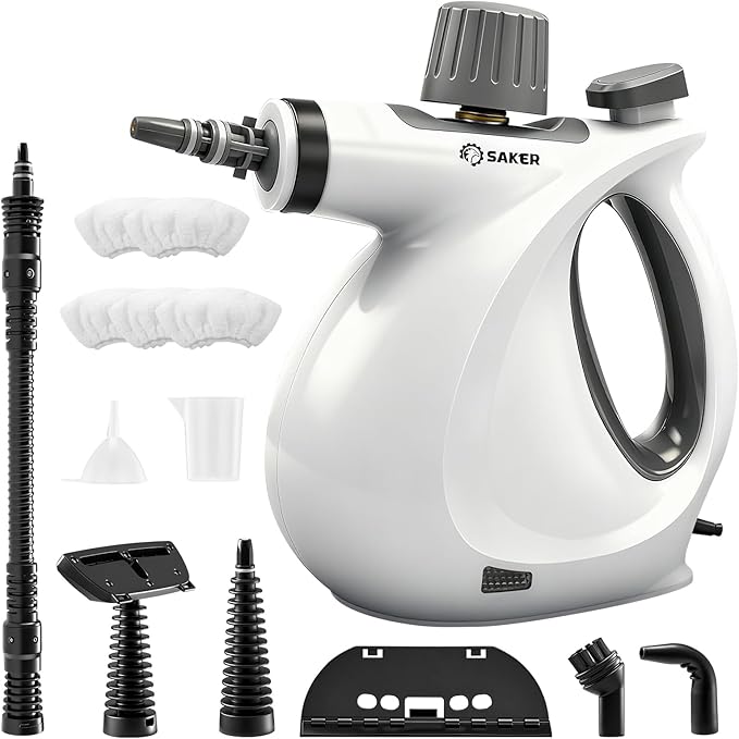 Saker Handheld Steam Cleaner New,Portable Steam Cleaner for Home,1050W Steam Cleaner,5 Fiber Cloths for Quick Heating & Deep Cleaning of Floors, Cars, and Kitchen