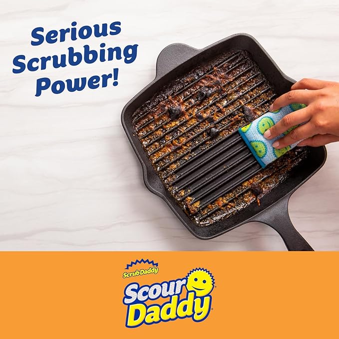 Scrub Daddy Scour Daddy Scouring Pad - Non Scratch Scouring Pad - Sponges for Dishes & Cleaning Supplies - Durable & Odor Resistant - 3 Count (12 Pack)