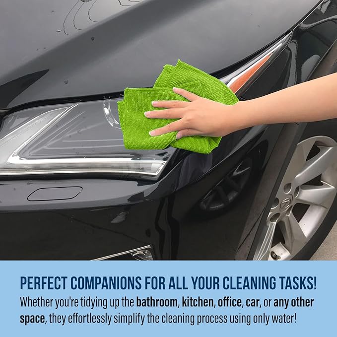 GREEN LIFESTYLE Chamois Cloth, Microfiber Cleaning Cloth 12 Pack, Borderless Towels Cleaning, Car Microfiber Towel, Drying Car Wash Towels (11.5" x 11.5", Multicolor)