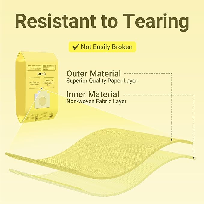 50558 Vacuum Cleaner Bags Replacement for Kenmore Canister Type C/Q 5055, 50555, 50557, 50558 and Pana·sonic Type C-5, C-18, 200 Series, 400 Series, 600 Series, 800 Seires Vacuum - 20 Pack