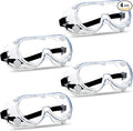 Super More 4PCS Anti-Fog Protective Safety Goggles Clear Lens Wide-Vision Adjustable Chemical Splash Eye Protection Soft Lightweight Eyewear