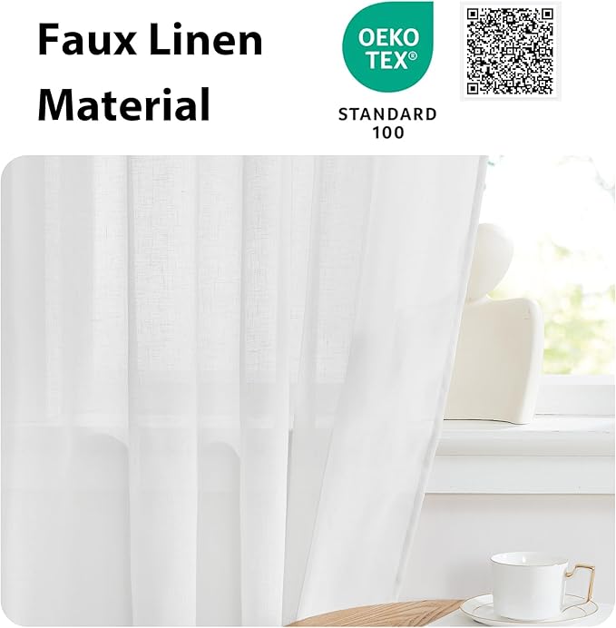 NICETOWN Door Window Curtain - White Sheer Curtain Light Filter French Blinds Top and Bottom Rod Pocket Front Door Shade for Glass Patio, 1 Panel, 52" Wide x 40" Long