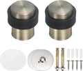 PATIKIL 2Set Round Door Stoppers, 46mm Stainless Steel Door Stop Doorstop Wedge Metal Cylinder Self Adhesive with Screw for Bottom of Door Floor Inside, Bronze