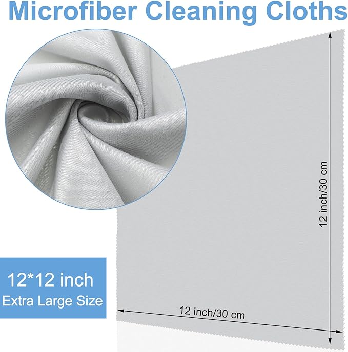 Frienda 12 Pack Large Microfiber Glass Cleaning Cloths 12 x 12 Inch Oversized Eyeglass Sunglasses Cleaning Cloths for Electronics Glasses Screens and Lenses(6 Colors)
