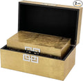 Galt International Storage Box Set Decorative Storage Box w/Hinged Lid Classic Design Wood Decor Boxes with Geometric Clasp Storage for Bedroom & Home - Set of 2 (Gold Leaf)