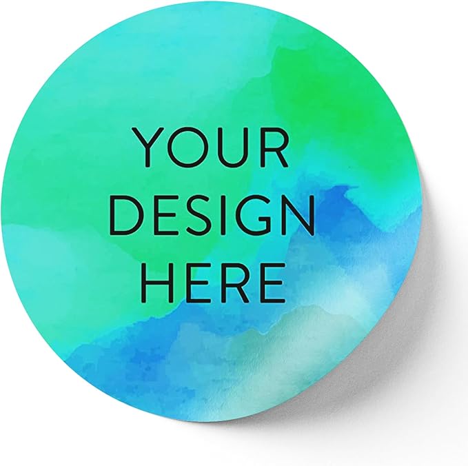 100 Custom Vinyl Stickers - Upload Your own Image, Text, Design, Logo - Personalized Logo Labels for Handmade, Packaging, Bottle, Jars, Candle, Brand Stickers (Blue Green, 1.5x1.5)