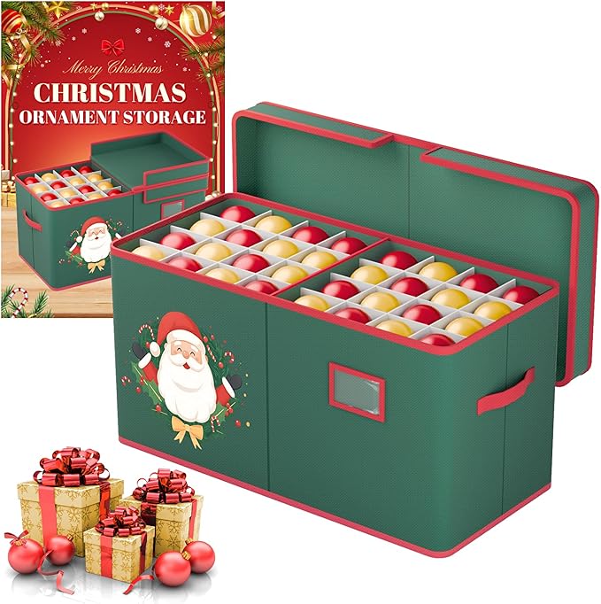 Christmas Ornament Storage Box Christmas Ornament Storage 128 Ornaments Slots 600D Oxford Material Christmas Ornaments Organizer Containers with Handles Holiday Organizer Storage Box