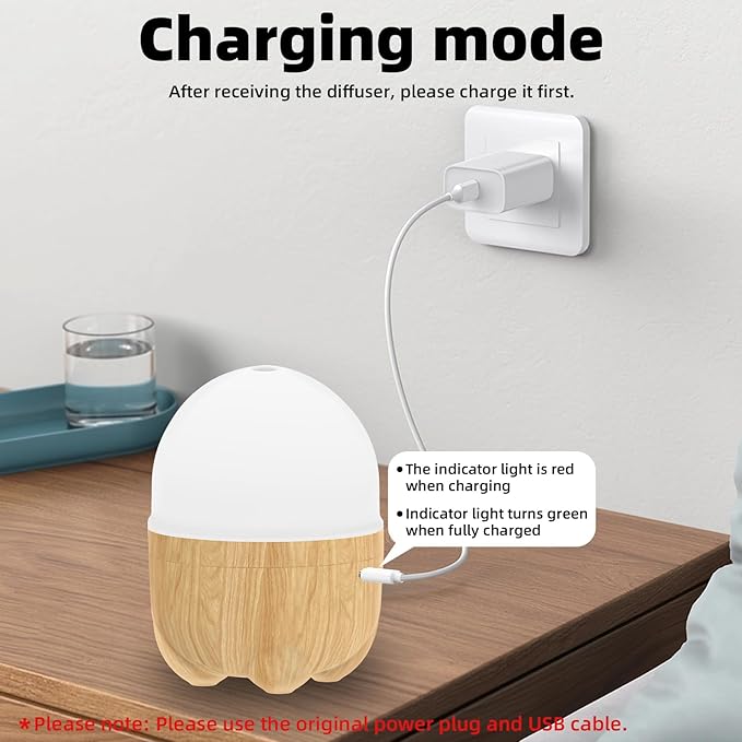 150ML Rechargeable Battery Essential Oil Diffuser, Portable Cordless Aromatherapy Diffuser with 7 LED Color Changing Lights, for Bedroom, Office, Outdoor