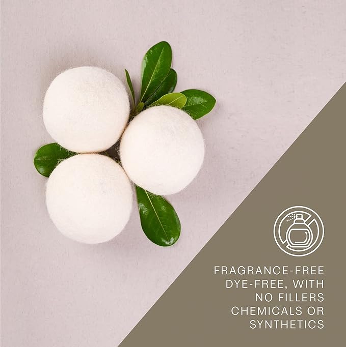 Pursonic Laundry Wool Dryer Balls – Reusable Dryer Balls Made from 100% Pure New Zealand Wool – Natural Fabric Softener Balls - Saves Drying Time/Energy Consumption (Pack of 6)