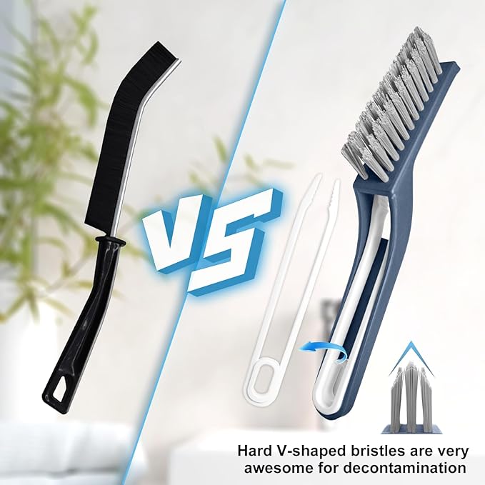 Bristle Brush - Hard Bristle Crevice Cleaning Brush Tools for Household Use, Kitchen, Bathroom, Window, Toilet, Corners, Multi Purpose Hard Bristle Brushes for Deep Cleaning Gap (2 pcs)