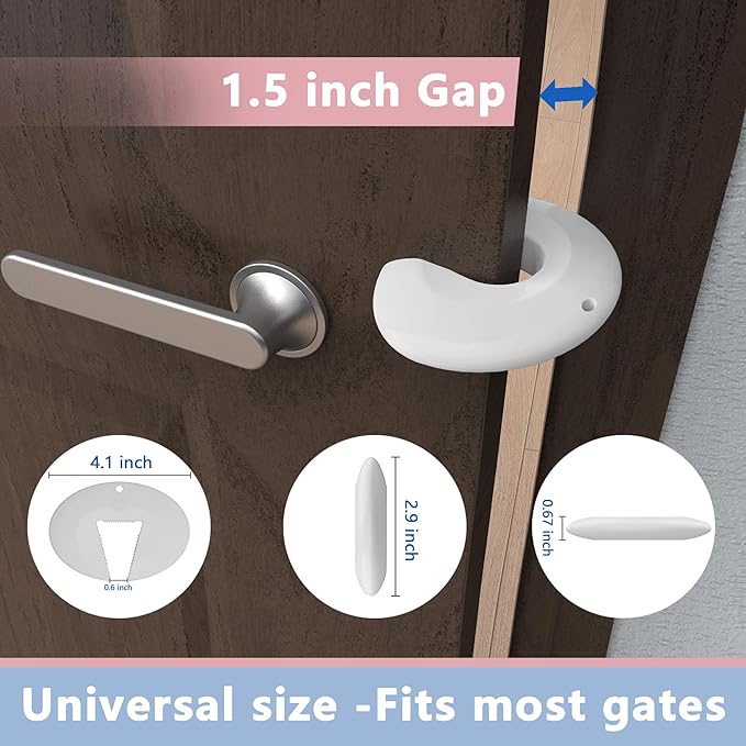 Door Pinch Guard and Door Slam Stopper, Durable Silicone Door Finger Pinch Guard, Prevents Finger Pinch Injuries, Slamming Doors, Door Safety for Kids, 4 Packs White Basic.