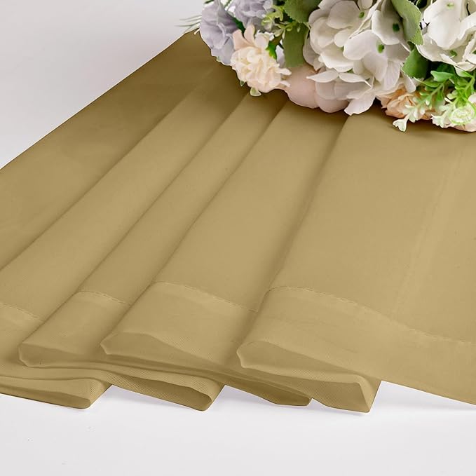 Chyhomenyc Sheer Valances for Windows 2 Pack, Small Window Curtains for Living Room Bathroom Cafe Laundry Basement, Modern Top Dual Rod Pocket Voile Curtain, 42W x 18L inches, Gold