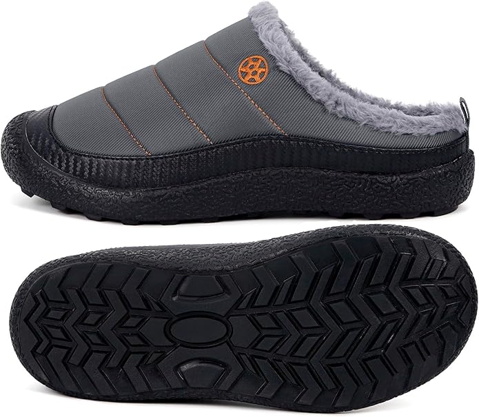 Womens Mens House Slippers Slip on Snow Winter Warm Fully Fur Lined Slippers Indoor Outdoor Shoes