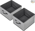 Storage Baskets, 11-Inch Woven Fabric Bins, Storage Cubes with Reinforced Handles, Organizer Bins for Closet Shelves, Foldable, for Toys, Clothes, Natural Beige (2PCS/Grey-11*11*7.8inch)