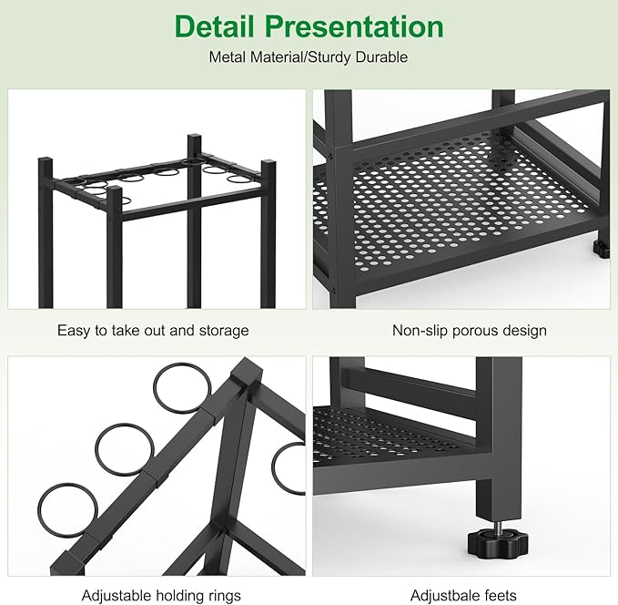 Dirza Garden Tool Organizer,Yard Tool Organizer for Garage Organization and Storage,Garden Tool Rack with 9 Loops for Garage, Shed, Outdoor,Easy Take Out and Storage,Will NOT tip over