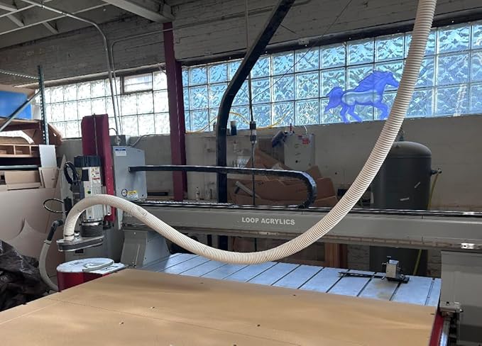 Dust Collection Hose 2-1/2 in × 20 ft Heavy Duty Clear Flexible PVC Reinforced Thicken Helix Suction Discharge Corrugated Pipe Hose for Fume Dust Collector Fitting Wood Chip Saw (2.5 inch hose)