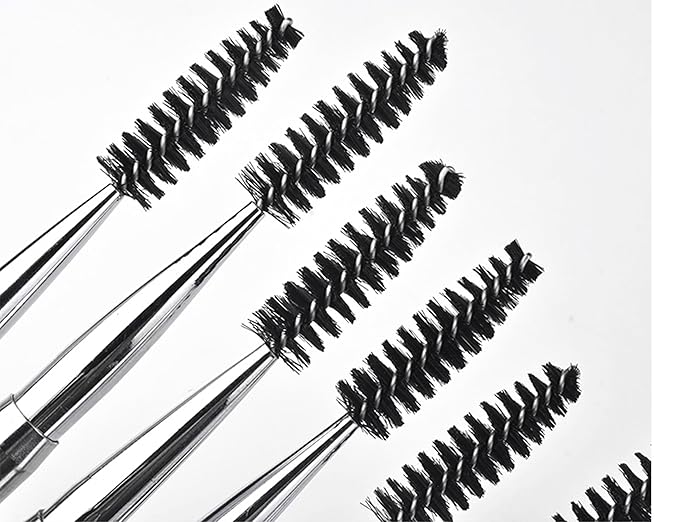 2PCS Mascara Brushes Eyebrow Eyelash Brushes Mascara Wands Spooly Applicators Eye Brushes Portable Cosmetic Brushes with Cap Spoolies Brushes for Eyelash Extensions and Eyebrows, Silver