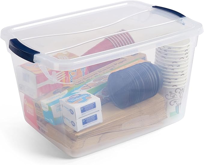 Rubbermaid Cleverstore Clear 32 Qt, 6 Pack Stackable Plastic Storage Bins with Lids, Great for Closet and Laundry Storage, Organizing in the Home