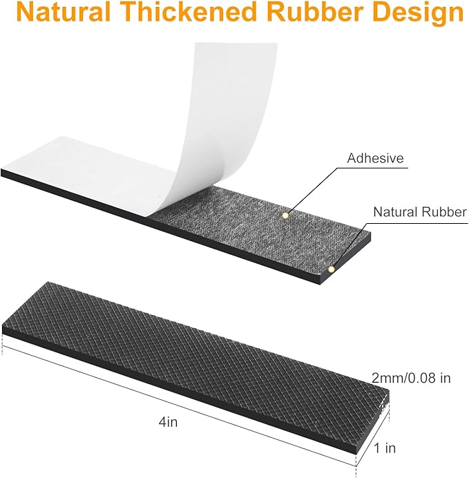 CHUNZEXI Non Slip Furniture Pads 12 PCS 4" x 1", Self Adhesive Rubber Grippers for Furniture Legs, Anti Skid Floor Protectors, Prevent Scratches & Sliding