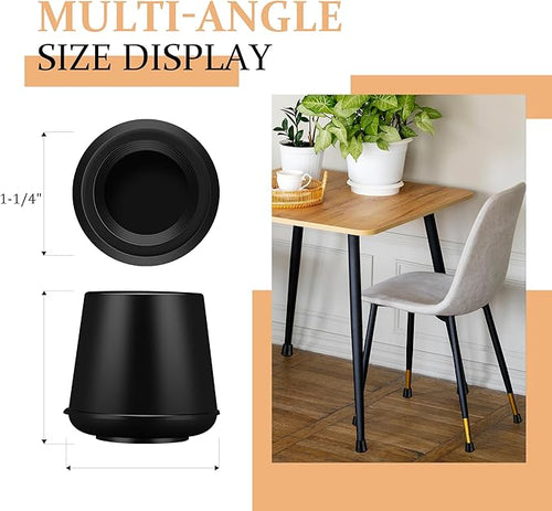 1-1/4” Round Rubber Chair Leg Tips Caps, Chair Leg Floor Protectors Furniture Legs Caps Non Slip Reduce Noise for Hardwood Floors (Black, 8 Pack)