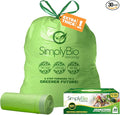 Simply Bio 13 Gallon Compostable Trash Bags Liners Drawstring, Heavy Duty Extra Thick 1 Mil, 49.21 Liter, 30 Bags, Tall Kitchen Food Scrap Waste Bag, ASTM D6400, US BPI and OK Compost Home Certified