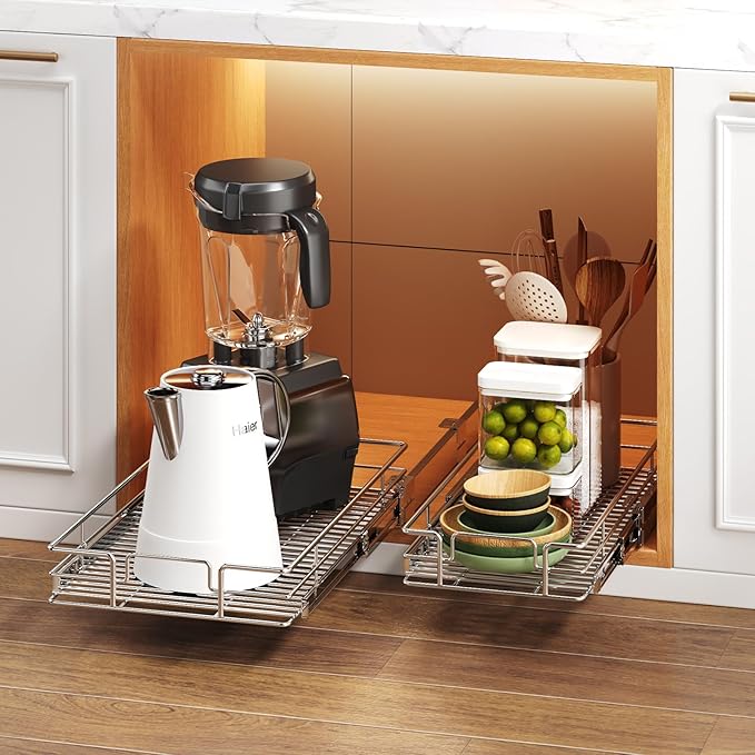 Pull Out Cabinet Organizer 19½" W x 21½" D, Heavy Duty Cabinet Pull Out Shelves, Slide Out Drawers Organization for Kitchen Cabinets Bathroom