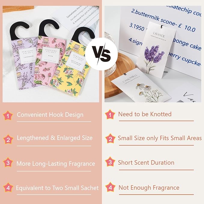 ROSE COTTAGE Large 12 Packs Lilac Hanging Closet Air Freshener Scented Sachets Long Lasting Smell Goods
