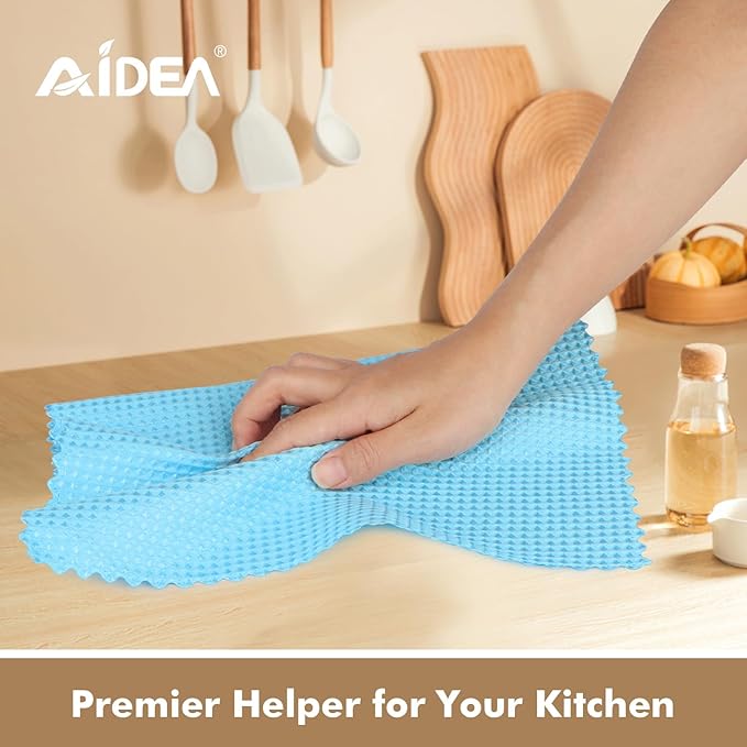 AIDEA Microfiber Glass Cleaning Cloth 12PK, Lint Free Cloth Polishing Cleaning Rags, Stainless Steel Wipes, Kitchen Dishcloths, Microfiber Towels for Car Detailing, Window, Home, 11×11"