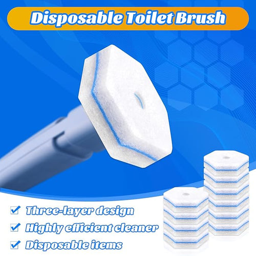 10PCS Toilet Wand Refills - Disposable Replacement Heads for Most Toilet Brushes | Hygienic Cleaning Pads | No-Scratch, Quick-Dry & Easy-to-Use (Polyester Cleaning Head)