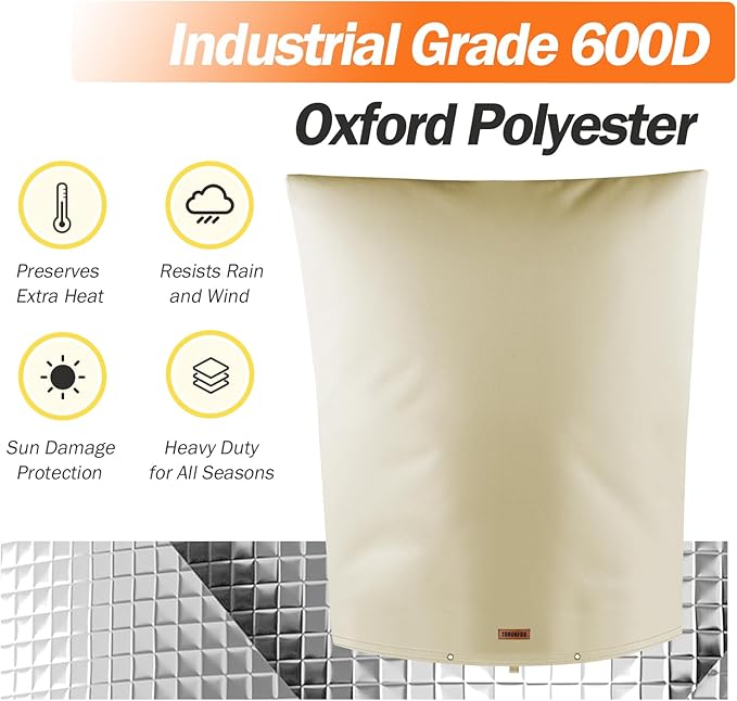 Backflow Preventer Pipe Insulation Cover (5°F) - Irrigation Sprinkler Valve Insulated Pouch - Water Well Pump Cover - Sturdy 5 Layers for Winter Freeze Protection, 28" W x 44" H, Beige