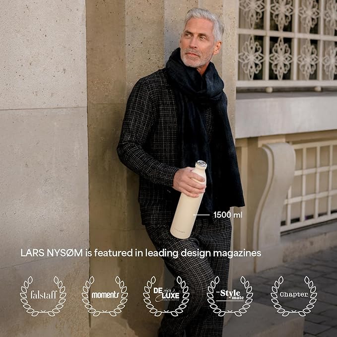 LARS NYSØM Stainless Steel Insulated Water Bottle 12oz 17oz 25oz 34oz 51oz | Insulated Thermo Flask for Hot and Cold Beverages | Leakproof Drinking Bottle (Taupe Brown, 25.4 oz)