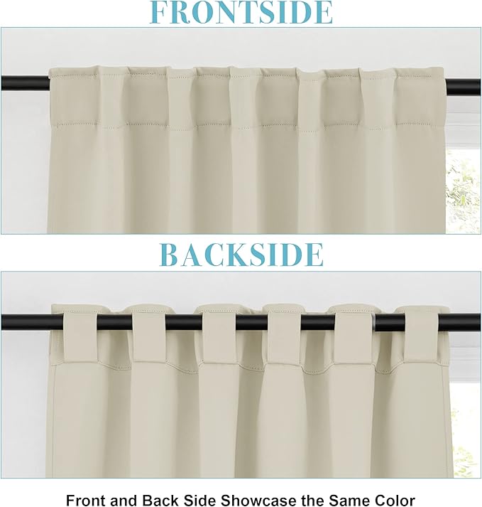 RYB HOME Blackout Curtains for Living Room Thermal Insulated Privacy Solar Drapes for Kids Bedroom Cafe Bathroom, 42 inch Width x 45 inch Length, Beige, 2 Panels
