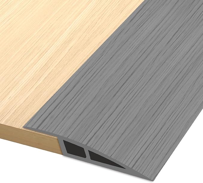 Vinyl Door Threshold Flooring Transition Strip Self Adhesive Carpet Edging Strip for Laminate Doorway Edge Threshold from 1/5" to 2/5" (Light Gray Wood Grain, 10 Ft)