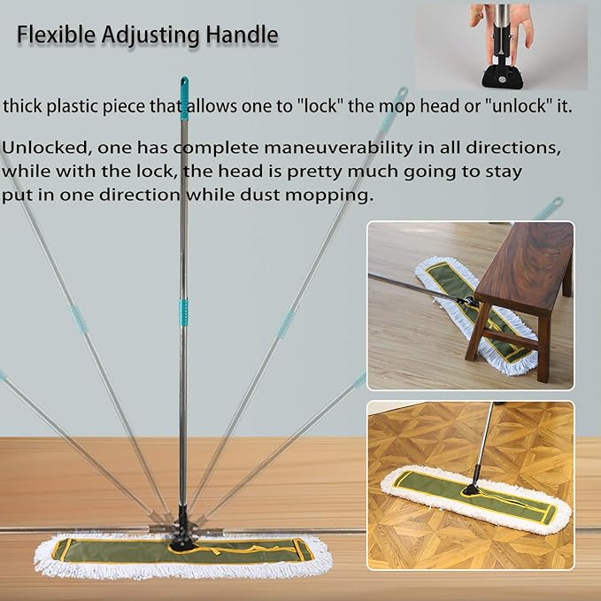OFO 36inch Industrial Commercial Dust Mop 2 Sets //Heavy Duty Dust Mop // 63inch Length Stainless Steel Handle //Easily Clean Large Area Factory,Shopping Mall,Garage