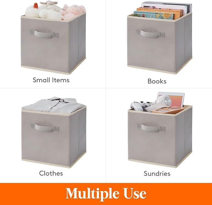 Lifewit 13 Inch Storage Cubes, 10 Packs Cube Storage Bins, Foldable Fabric Bins, Multi-color Organizers Decorative Organizing Baskets for Shelves for Closet, Utility Room, Storage Room, Light Gray