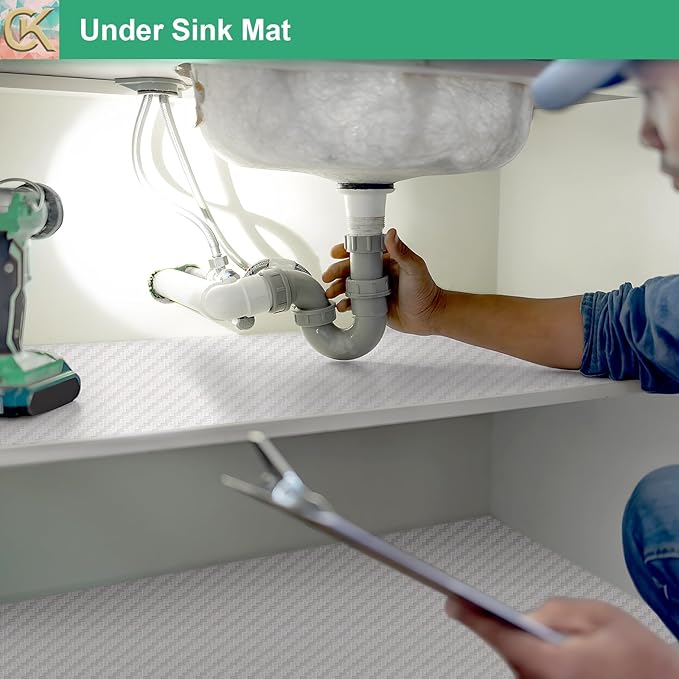 Self-Adhesive Shelf Liner Kitchen Liner, Waterproof Backed Paper Easy Peel and Stick Contact Liner Without Residue for Decor Your Desk Surface, Kitchen Countertops (White, 11.8 x 59 inches)