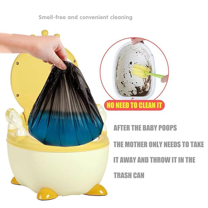 Potty Chair Liners with Elastic, Portable Potty Training Bags, Potty Refill Liners Disposable for Toddlers Kids and Baby,Toilet Seat Cover,17x8Inches,Black,200pieces