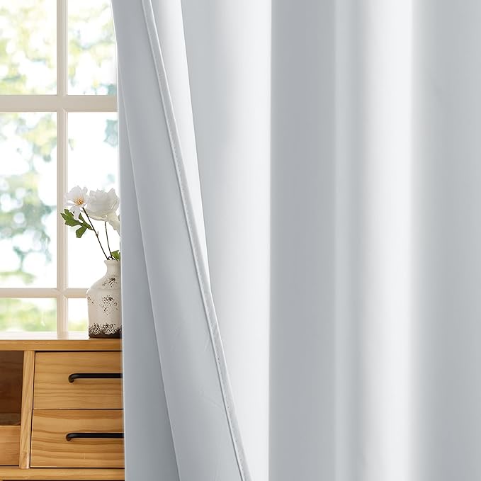 RYB HOME White Blackout Curtains for Bedroom, 100% Blackout Thermal Insulated Noise Reducing Curtains for Living Room Nursery, 42 inches Wide by 72 inches Long, 2 Panels Set