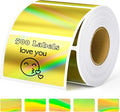 Thermal Sticker Labels 2.25 x 1.25, 500 Gold Holographic Printable Thermal Stickers for Logo Stickers, Name Tag, Thanks You Card, QR, FNSKU, Compatible with Thermal Label Printer