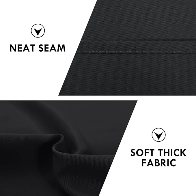 DWCN Black Short Blackout Curtains for Small Window, Thermal Insulated Energy Saving Room Darkening Curtains for Kitchen/Bedroom (W42 x L36 inch, Set of 2 Panels, Top of Rod Pocket)