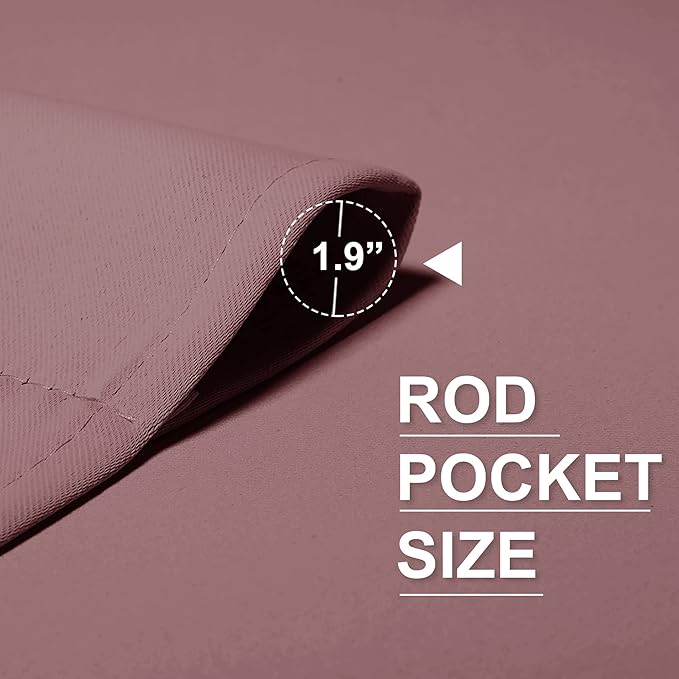 RYB HOME Blackout Curtains for Bedroom - Thermal Insulating Privacy Window Curtains for Kids Nursey Dining Bathroom Home Office Decor, Width 42 x Length 45 inches, Dusty Rose, 2 Panels