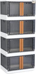 Storage Cabinet - Room Organizer, Plastic Shelves Organizer, Storage Bins with Lids, Collapsible Outdoor Storage Box, 19 Gal Office Organization, Stackable Bookshelf, 4 Pack Cube Storage Organizer