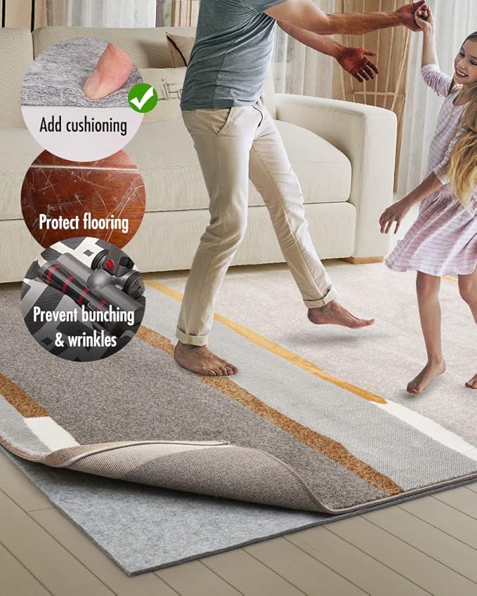 Non Slip Rug Pad Gripper - 2x12 Feet 1/8” Extra Thick Felt Under Rug for Runner Rugs and Hardwood Floors,Super Cushioned Non Skid Carpet Padding