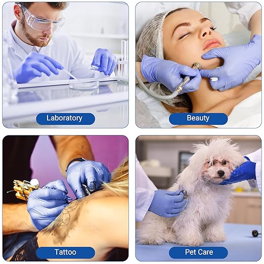 JMU 200 Pcs Nitrile Gloves Large, Disposable Nitrile Exam Gloves Latex Free Powder-Free, 3.5 Mil, Violet Blue